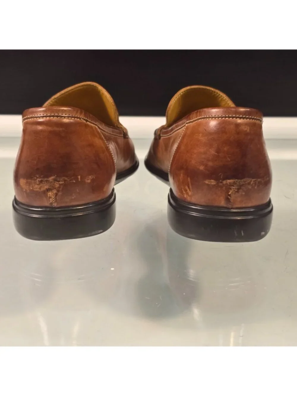 Cole Haan NikeAir Slip On Loafers Sz 7 Brown Leather Classic Preppy Italy
